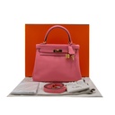 Hermes Kelly 25 Swift Leather Rose Azalee Year 2019 Full Set