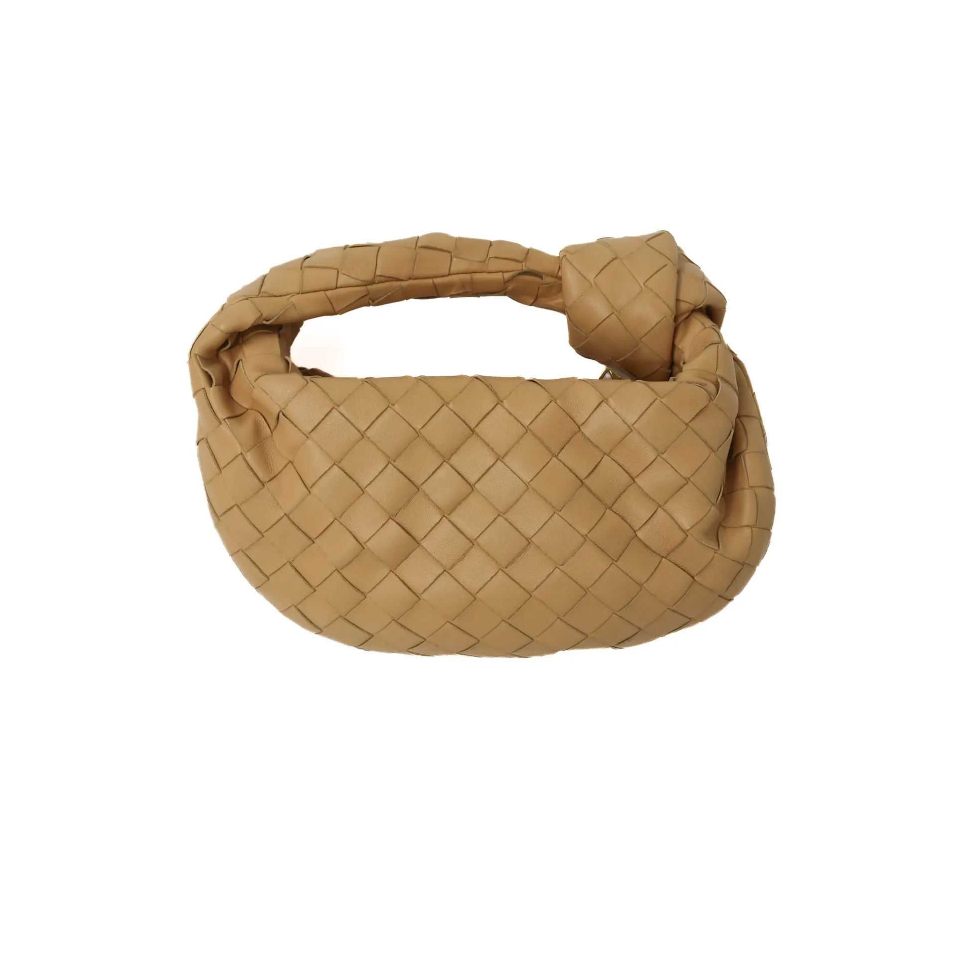 Bottega Veneta Mini Jodie Intrecciato Woven Leather Beige