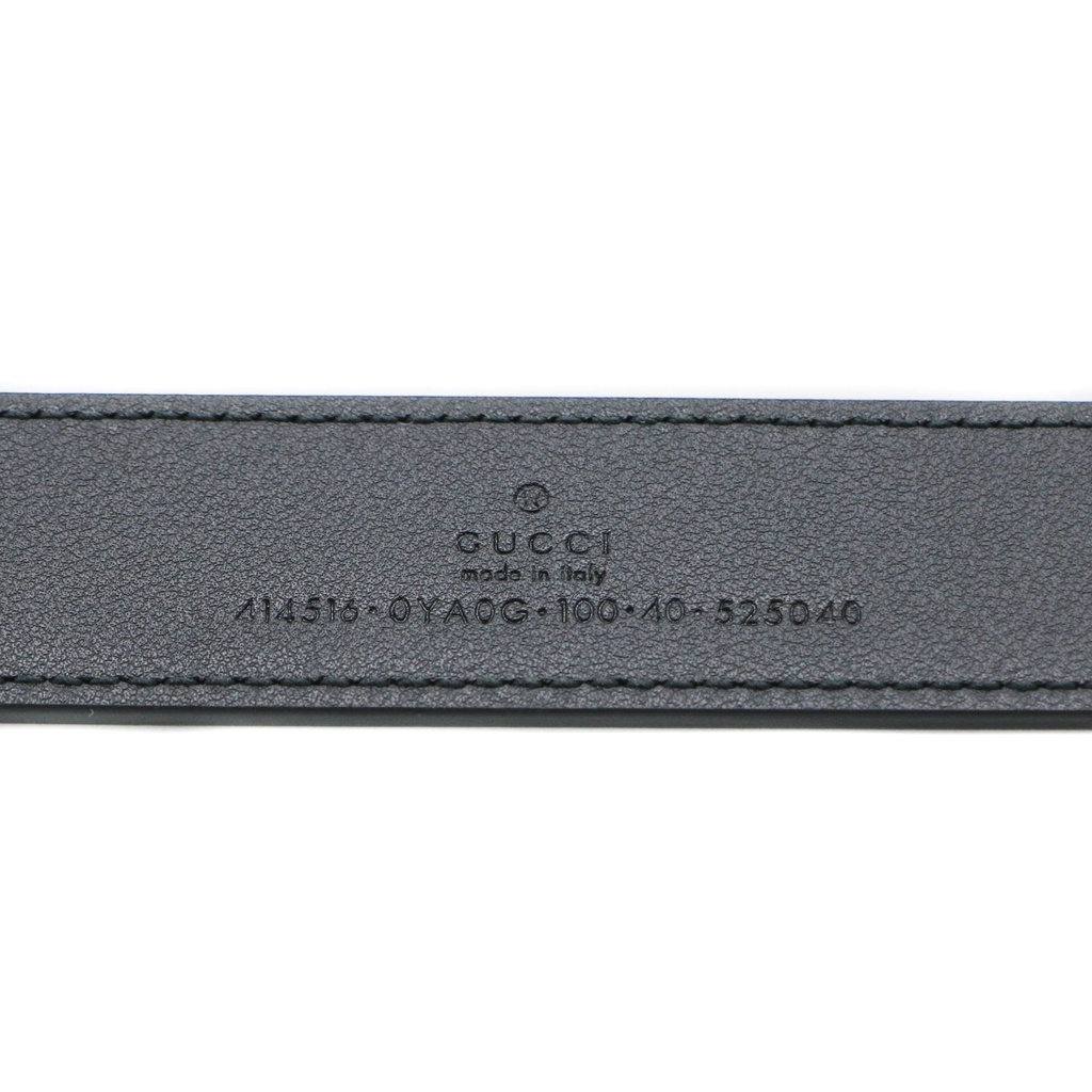 Leather Slim Black Belt with Double G Buckle 100 40 414516