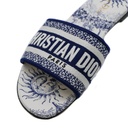 Christian Dior Dway Slide Blue Toile de Jouy Embroidered Cotton Size 38