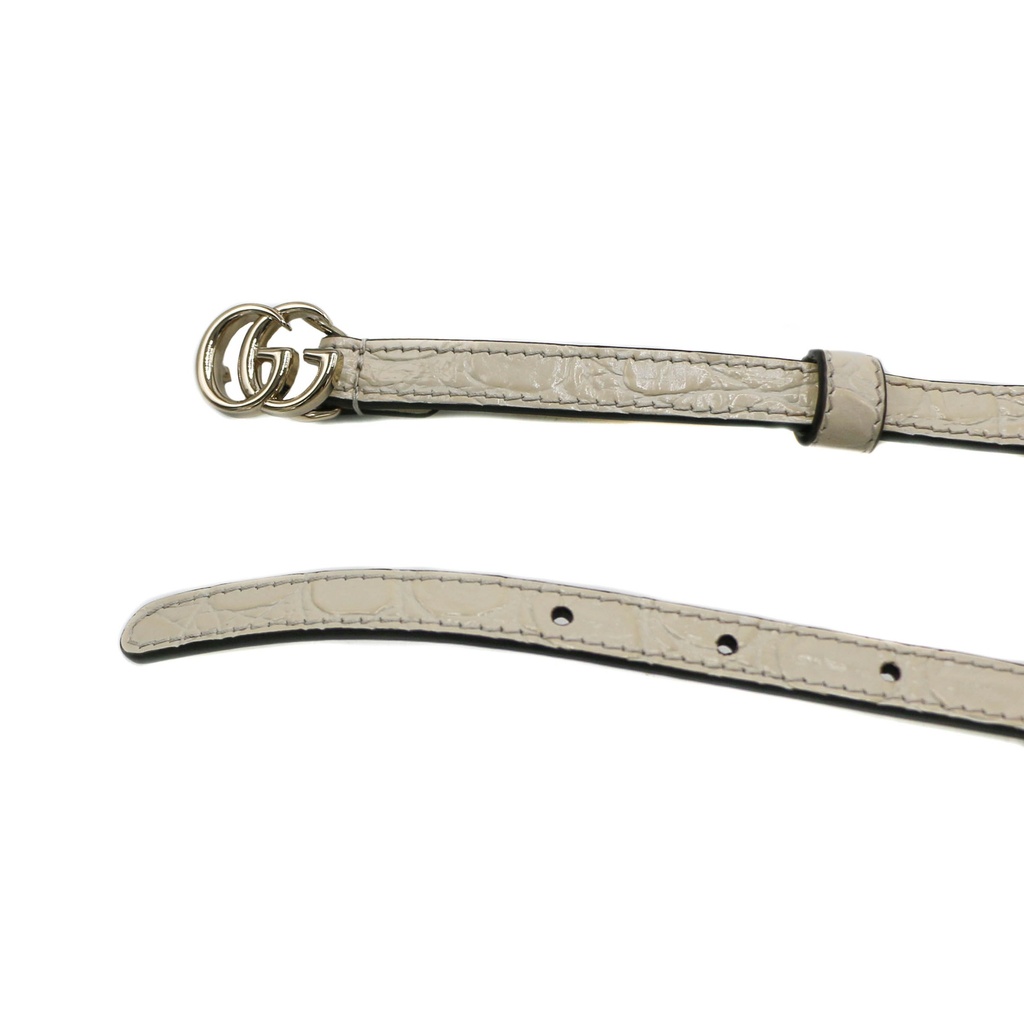Gucci White Leather Thin Belt 703327