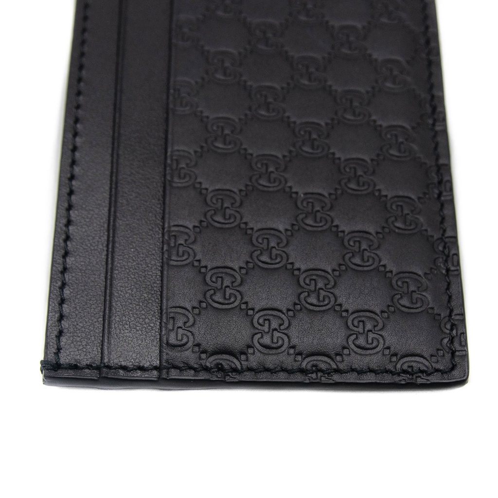 Gucci Microguccissima Black Leather Card Case Wallet 262837