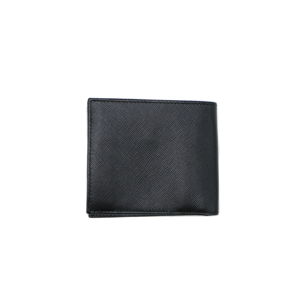Prada Unisex Plain Leather Folding Wallet Black Wallet