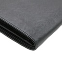 Prada Unisex Plain Leather Folding Wallet Black Wallet