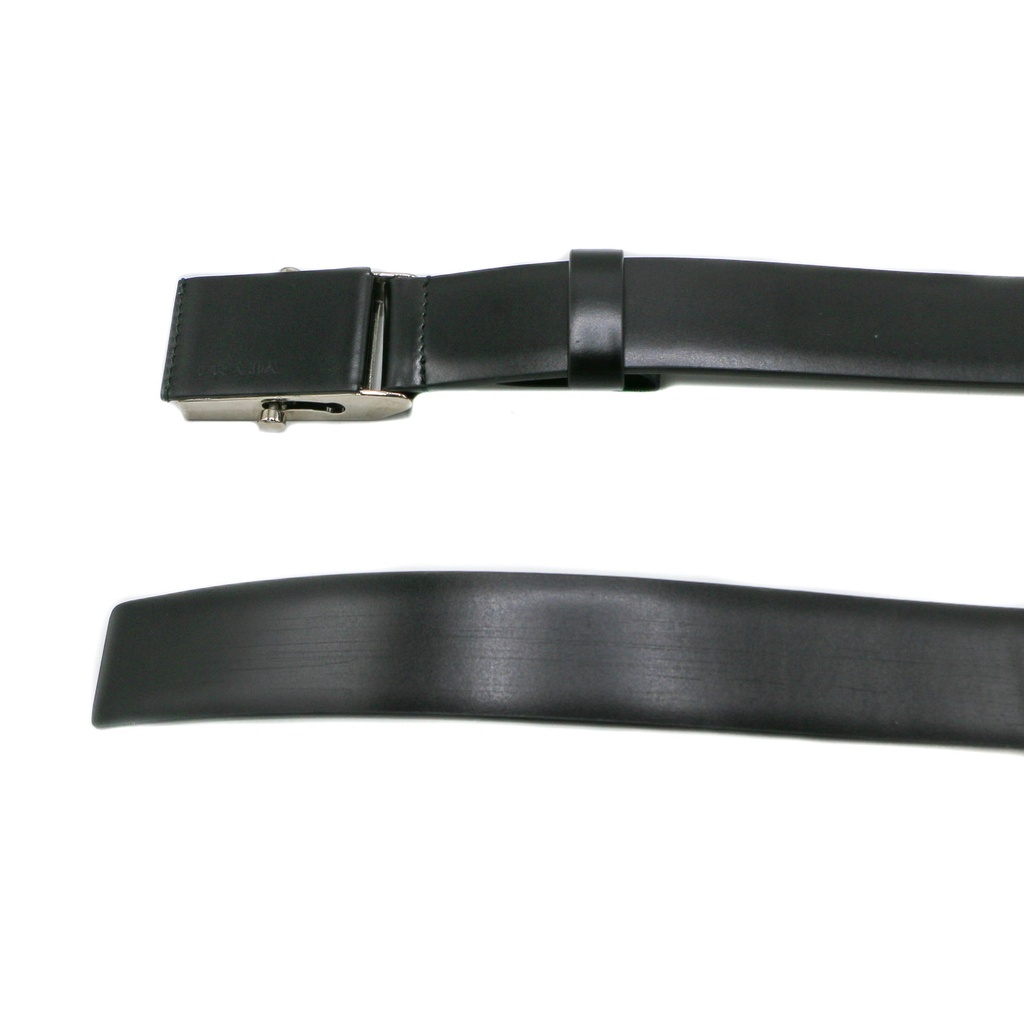Prada Black Rectangle Buckle Belt 9Y1OEZ Size 35 90