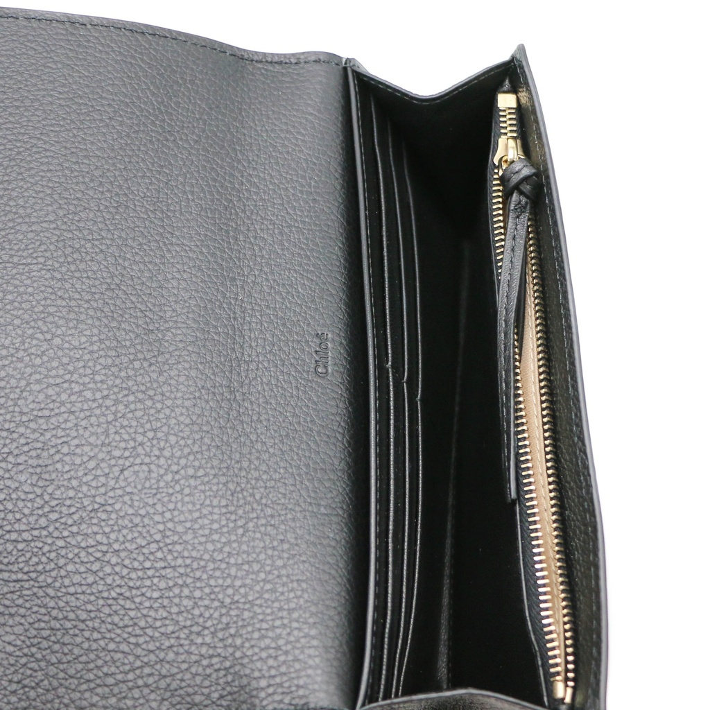 Chloe-11368 Chloe Alphabet Long Flap Wallet Black 022311065
