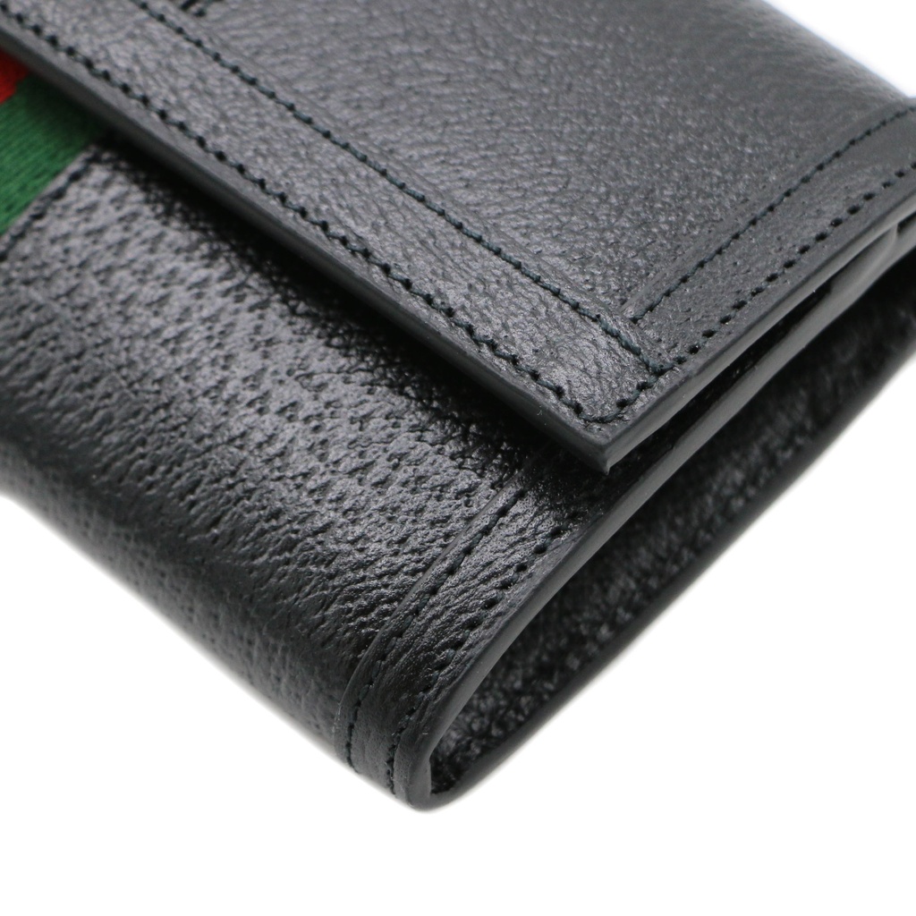Gucci Web Ophidia Continental Black Leather Wallet 719886