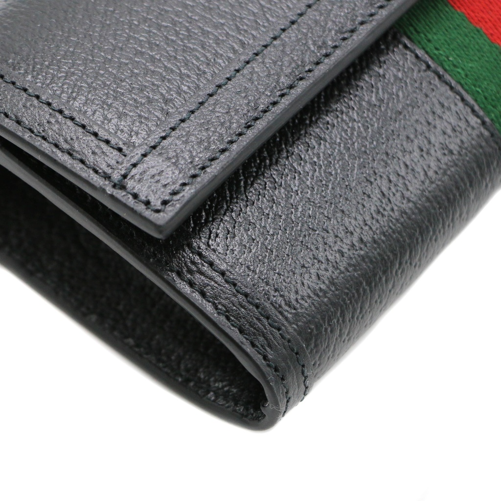 Gucci Web Ophidia Continental Black Leather Wallet 719886