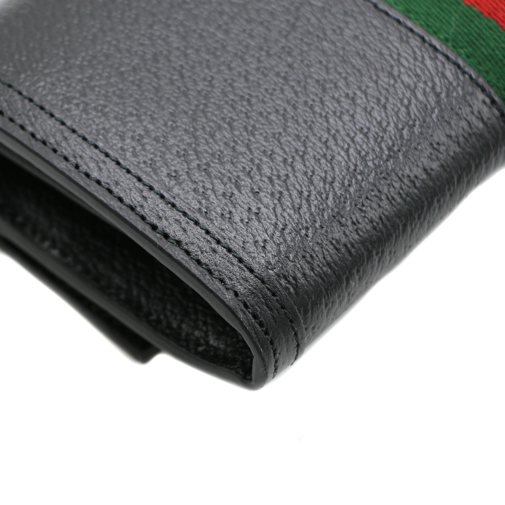 Gucci Web Ophidia Continental Black Leather Wallet 719886