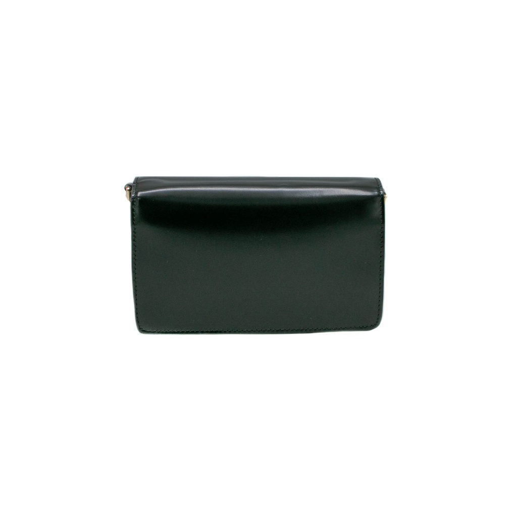 Prada Vitello Pattina Black Leather Small Gold Chain