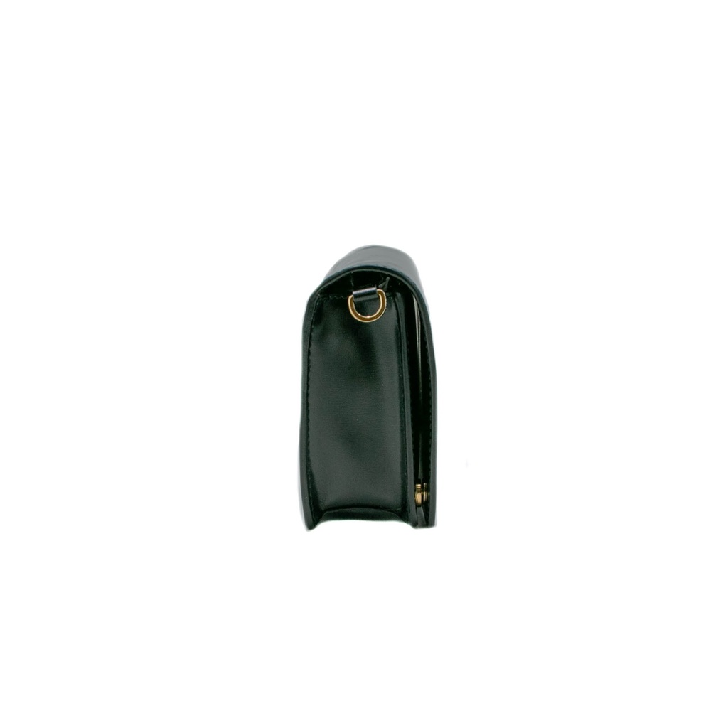 Prada Vitello Pattina Black Leather Small Gold Chain