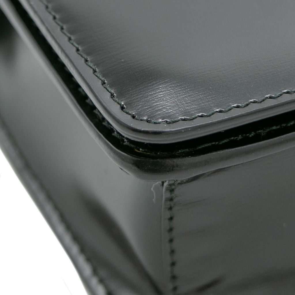 Prada Vitello Pattina Black Leather Small Gold Chain