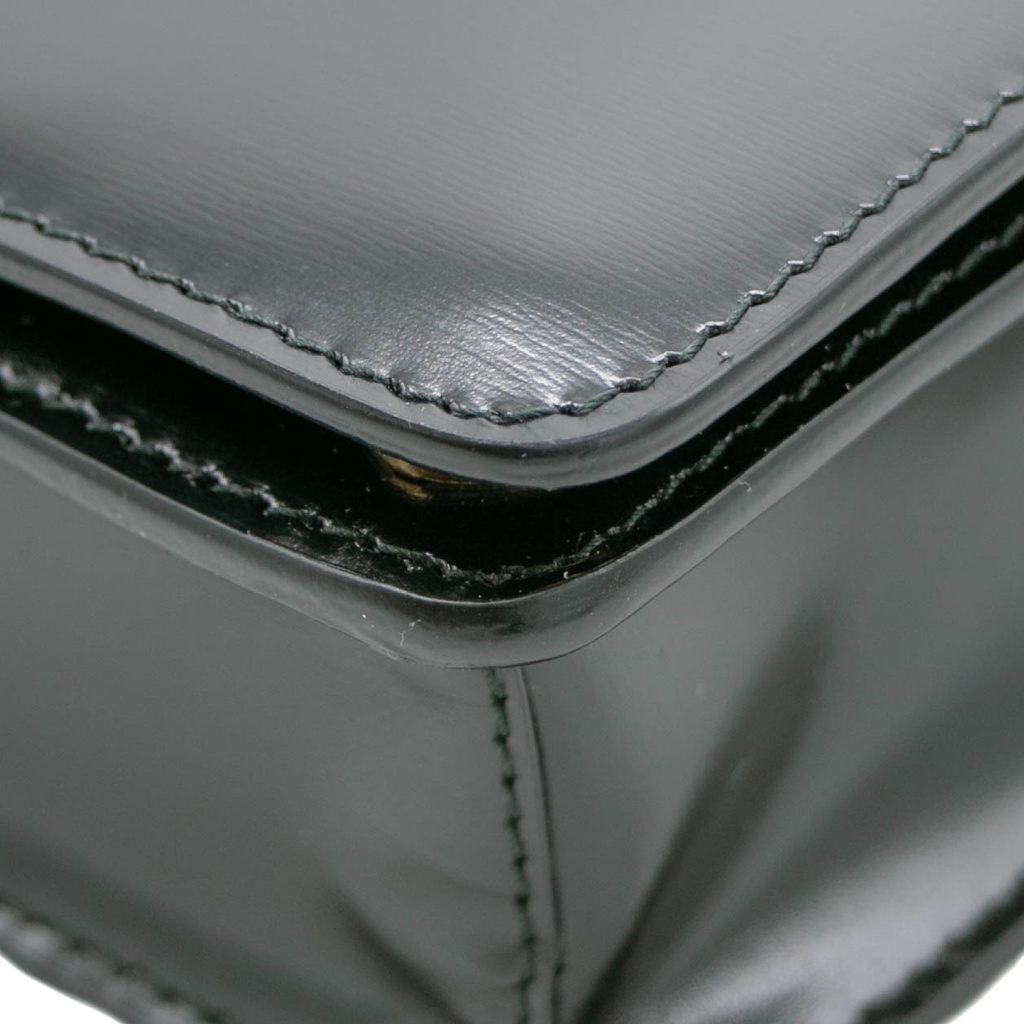 Prada Vitello Pattina Black Leather Small Gold Chain