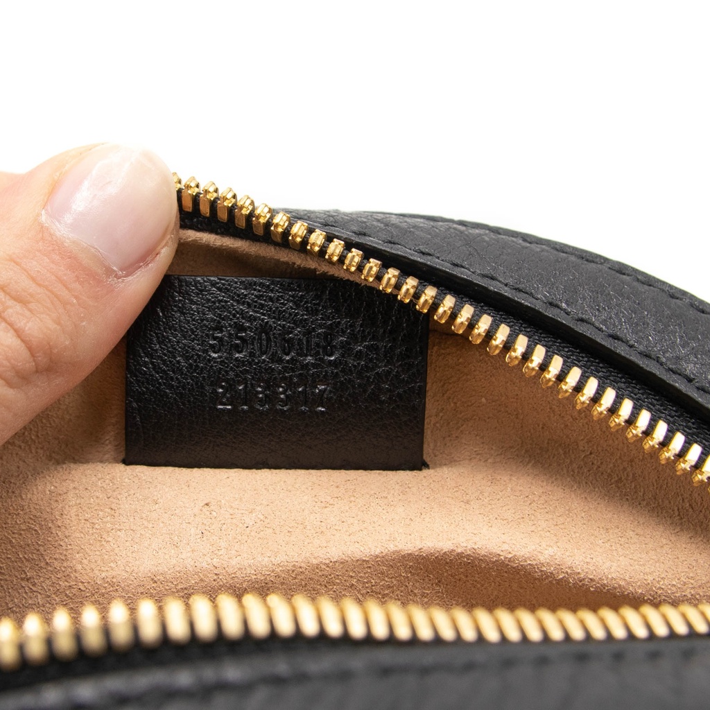 Gucci Grained Calfskin Web Mini Ophidia Round Shoulder Bag Black 550618