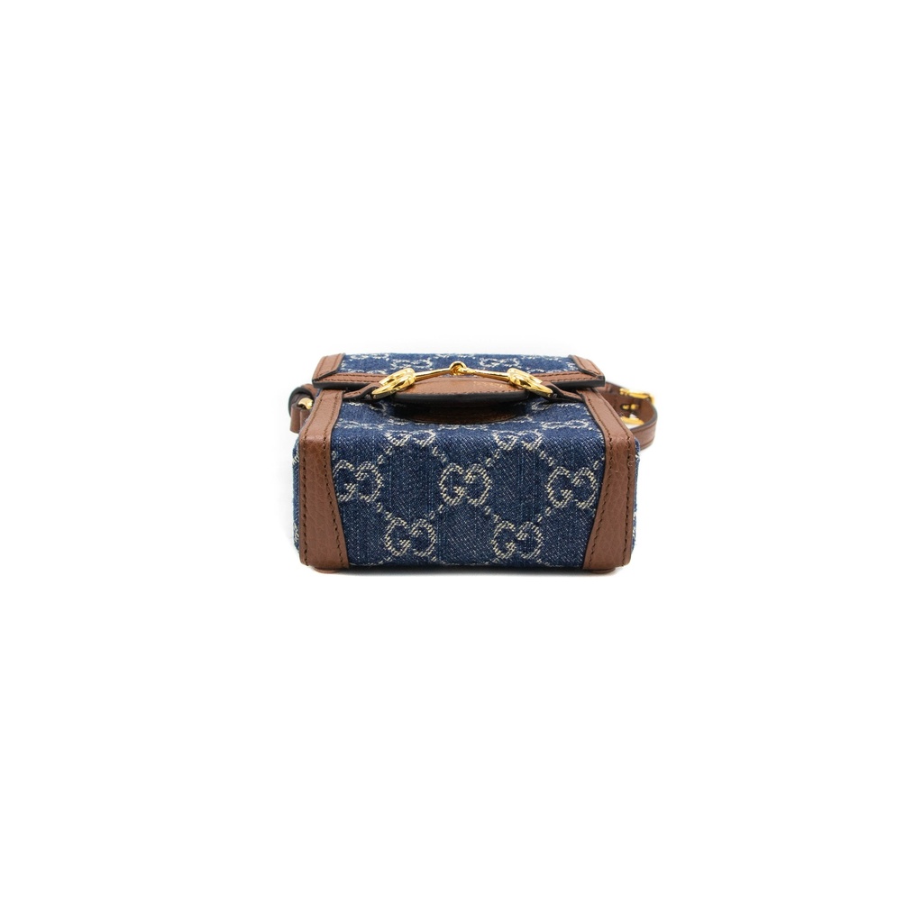 Gucci GG Supreme Horsebit 1955 Mini Blue Bag 625615