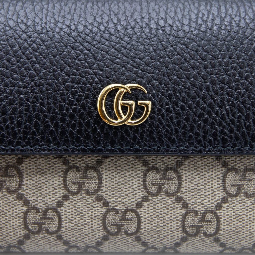 Gucci GG Marmont Leather Continental Wallet Brown and Black 456116
