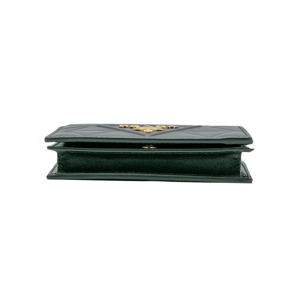 Prada Bifold Compact Leather Wallet Black