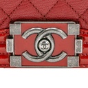 Chanel Calfskin and Patent Quilted Medium Boy Flap Red