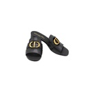 Christian Dior 30 Montaigne Heeled Slide Black Calfskin Size 38