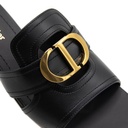 Christian Dior 30 Montaigne Heeled Slide Black Calfskin Size 38