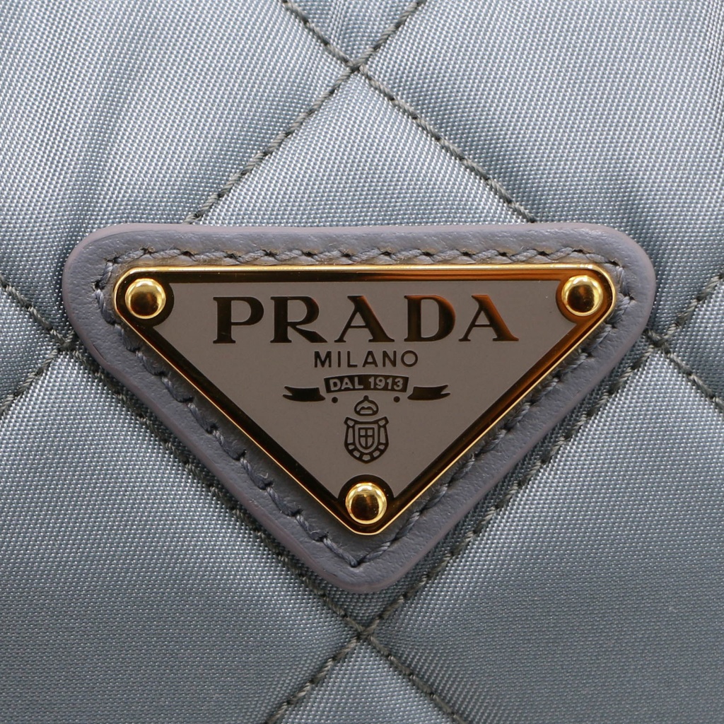 Prada Hobo Quilted Nylon Blue Handbag NE051