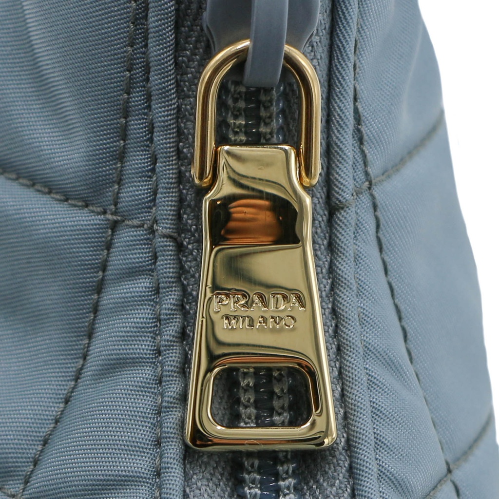 Prada Hobo Quilted Nylon Blue Handbag NE051