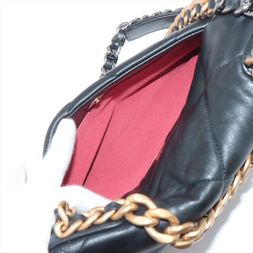 Chanel 19 Lambskin Shoulder Bag Black 