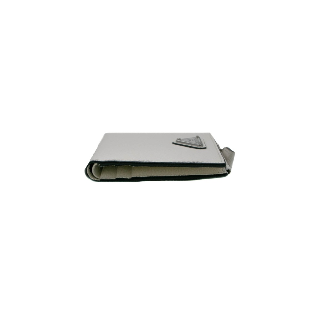 Prada White Small Saffiano Leather Wallet With Logo 2ML049