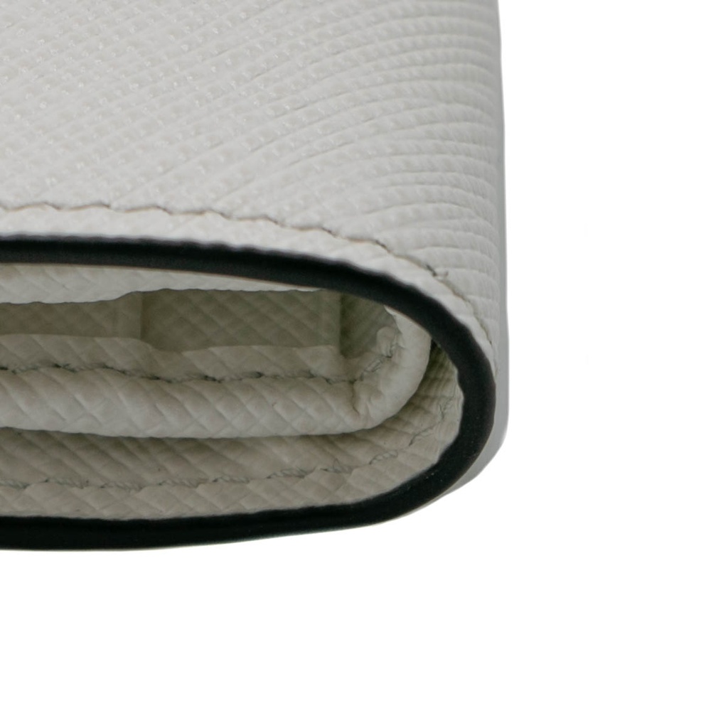 Prada White Small Saffiano Leather Wallet With Logo 2ML049