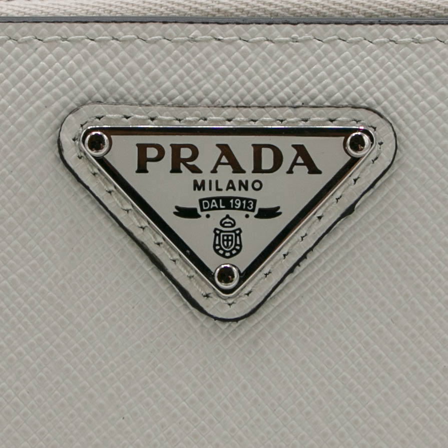 Prada White Small Saffiano Leather Wallet With Logo 2ML049