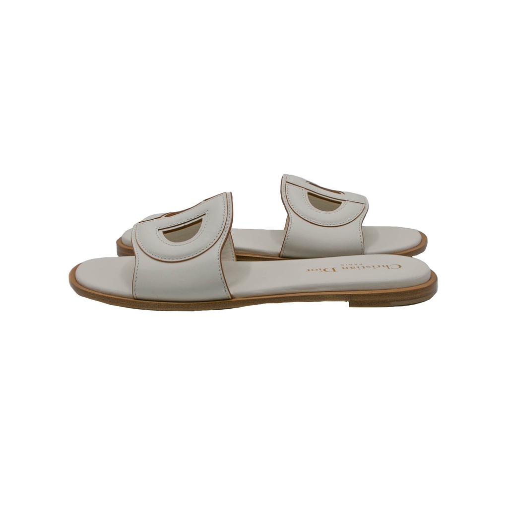 Christian Dior D-Club Slide White Calfskin Size 36