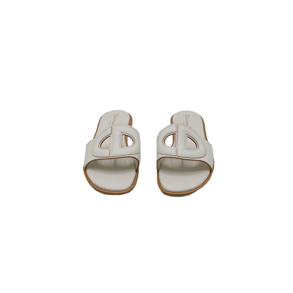 Christian Dior D-Club Slide White Calfskin Size 38