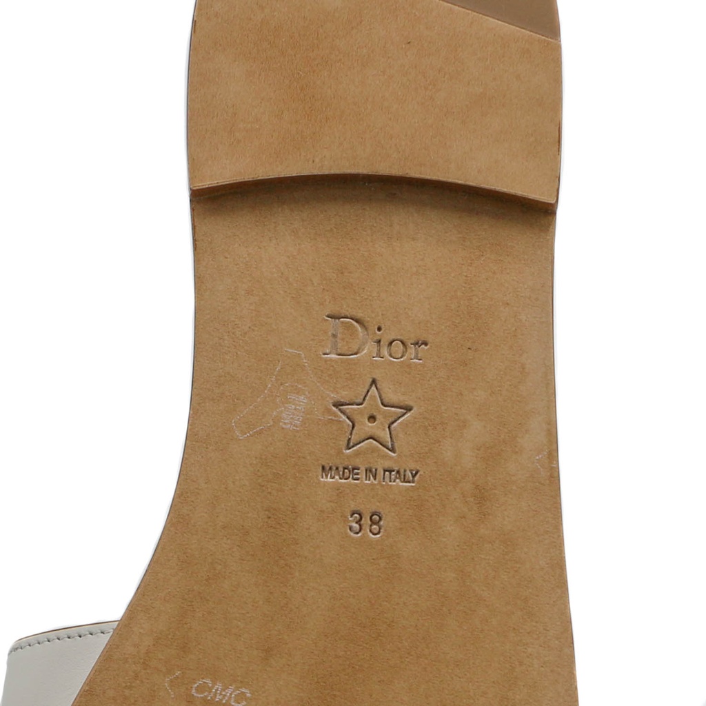 Christian Dior D-Club Slide White Calfskin Size 38