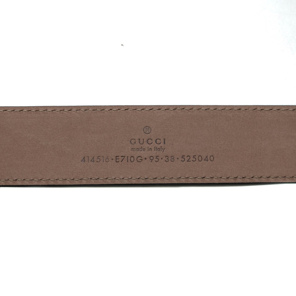 Guccin GG Marmont Leather Slim Black Belt with Shiny Buckle 414516 In Size 95 35