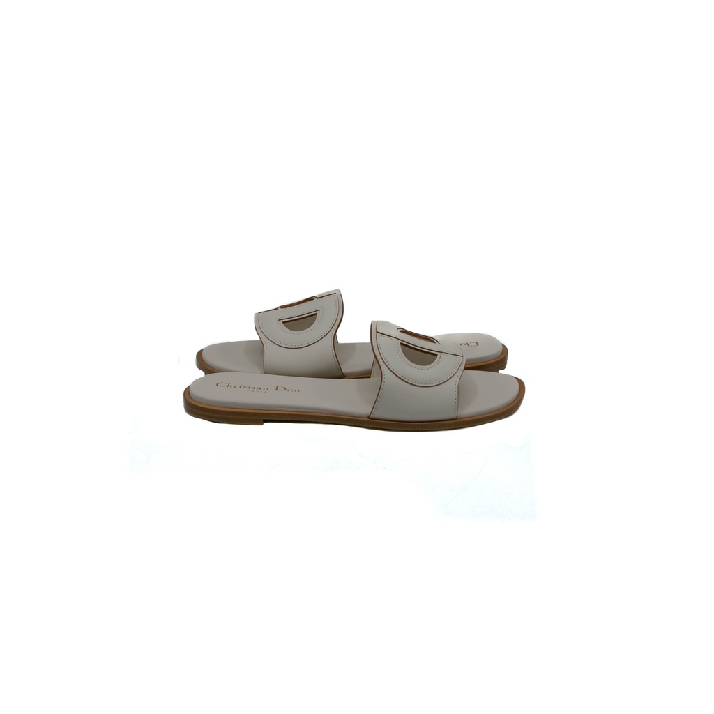 Christian Dior D-Club Slide White Calfskin Size 40