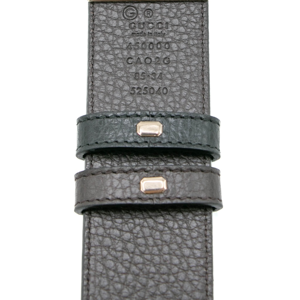 Gucci Calfskin 1973 Reversible Belt Black And Brown 450000 In Size 85 34
