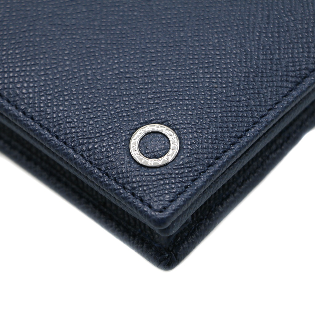BVLGARI/Bulgari Bifold Blue Calf Leather Wallet