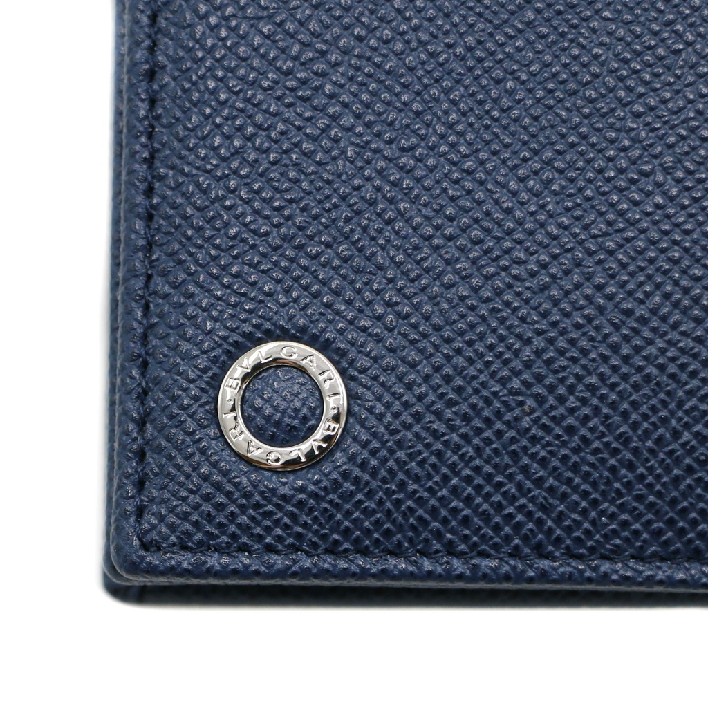 BVLGARI/Bulgari Bifold Blue Calf Leather Wallet