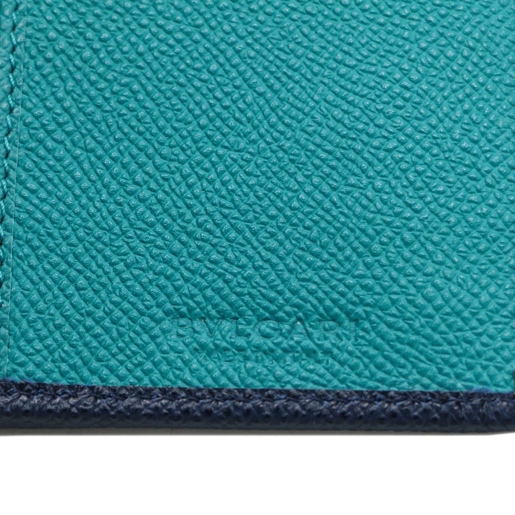 BVLGARI/Bulgari Bifold Blue Calf Leather Wallet