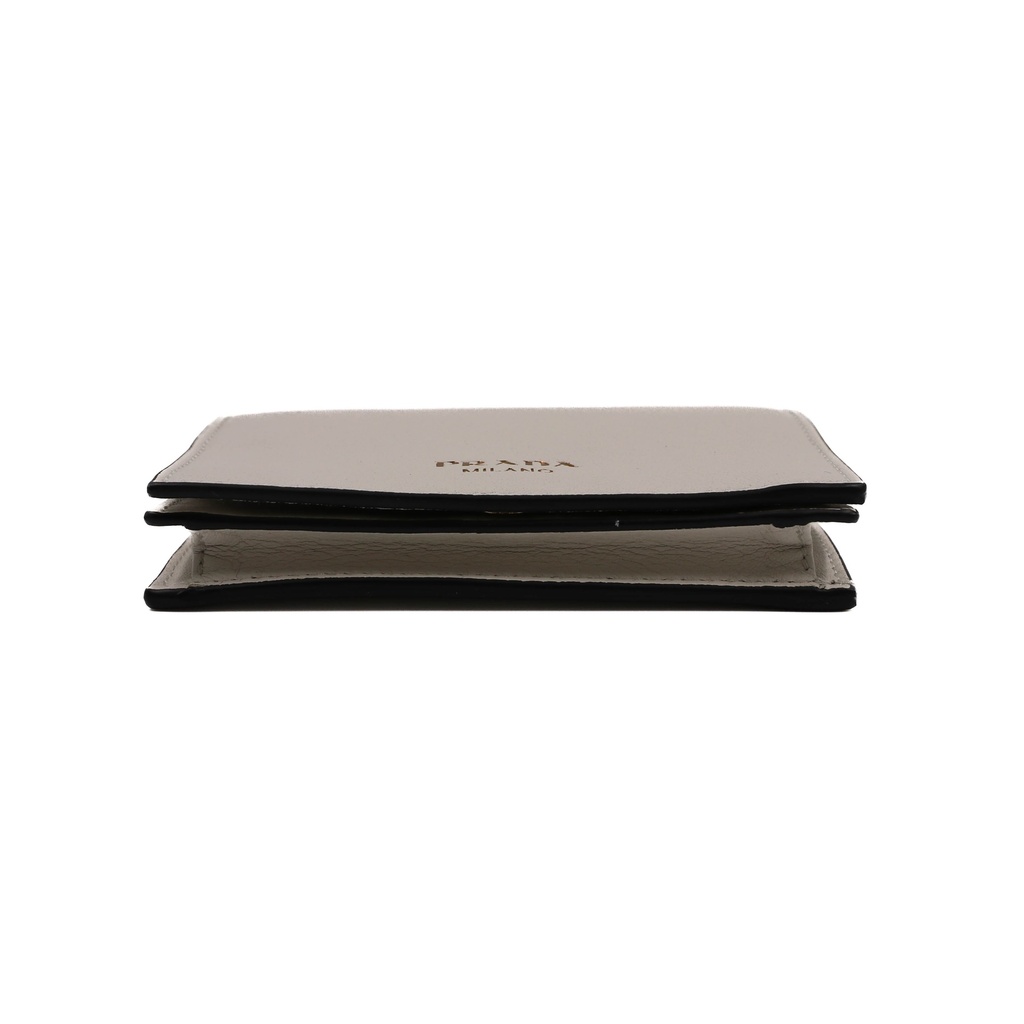 Prada Small Leather Embossed Logo White Wallet 1MV204