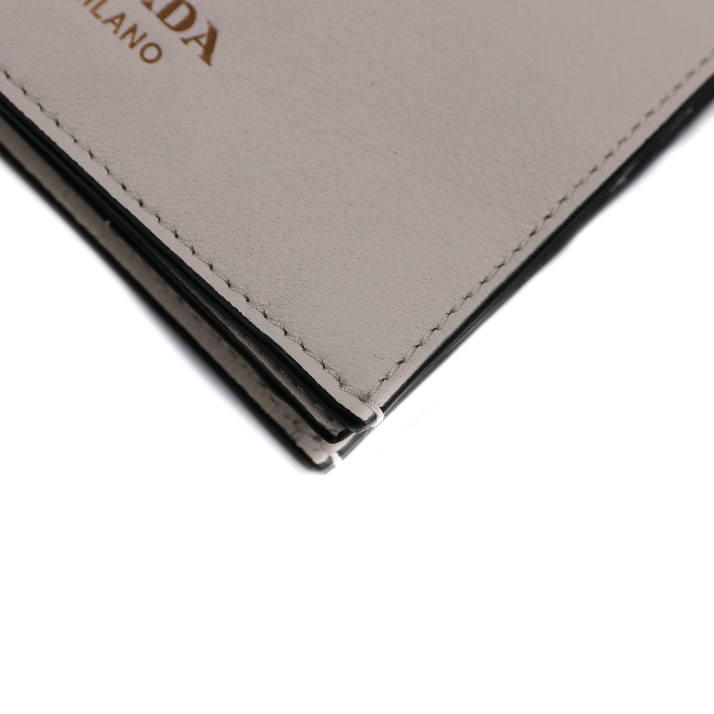 Prada Small Leather Embossed Logo White Wallet 1MV204