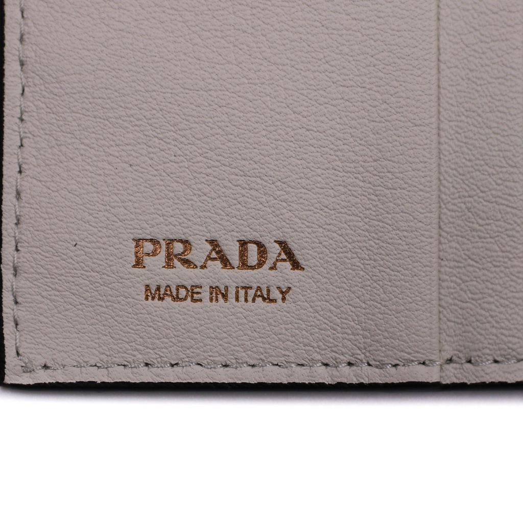 Prada Small Leather Embossed Logo White Wallet 1MV204