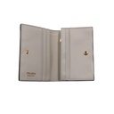 Prada Small Leather Embossed Logo White Wallet 1MV204