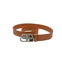 Balenciaga Women's BB Thin Belt In Brown Calfskin And Silver Buckle In Size 90