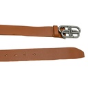 Balenciaga Women's BB Thin Belt In Brown Calfskin And Silver Buckle In Size 90