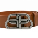 Balenciaga Women's BB Thin Belt In Brown Calfskin And Silver Buckle In Size 90