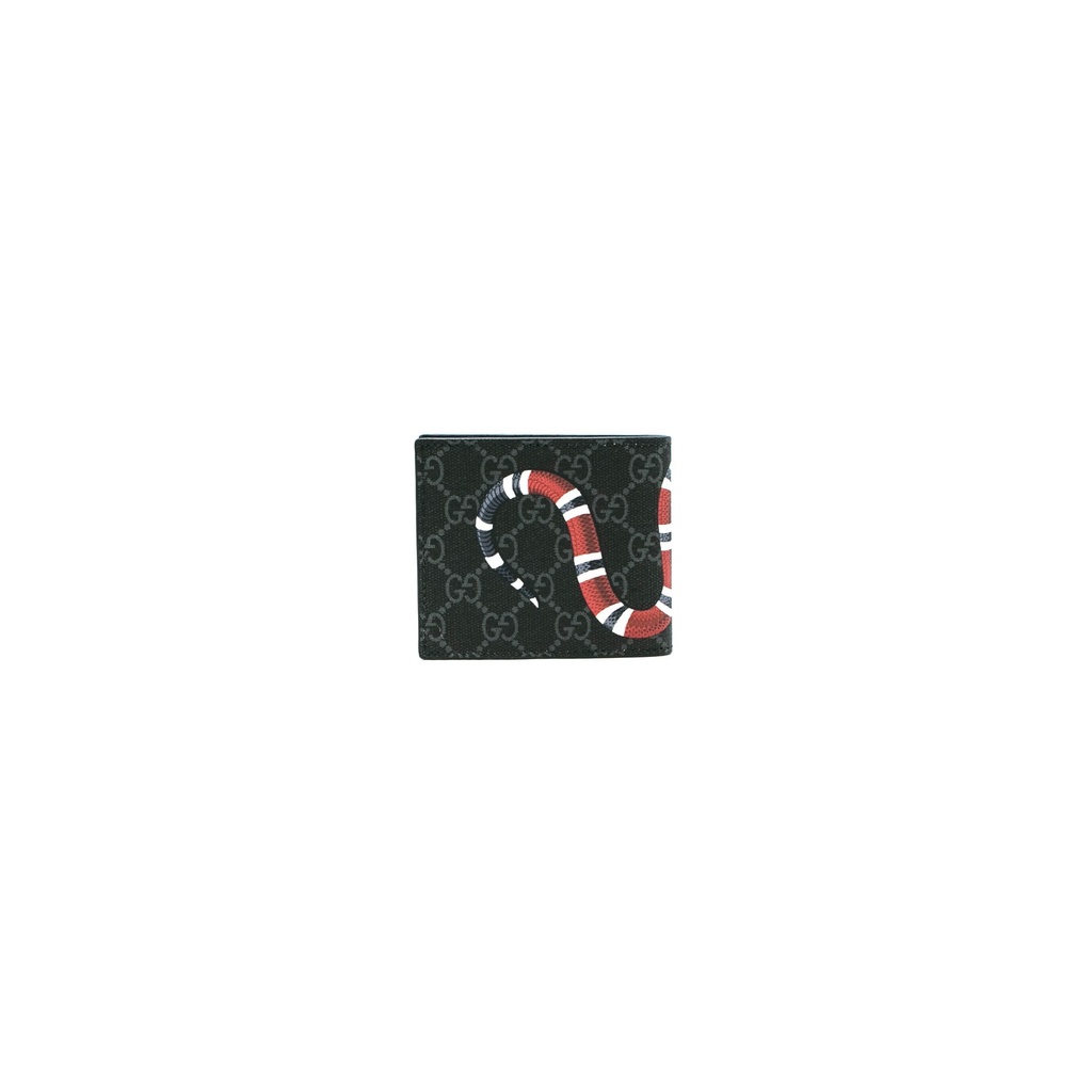 Gucci Kingsnake Print GG Supreme Wallet Black 451268