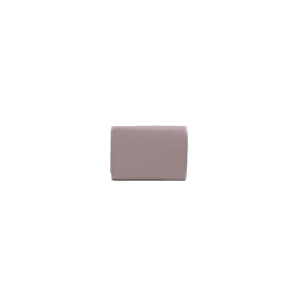 Prada Saffiano Triangle Tri-Fold Wallet Pink