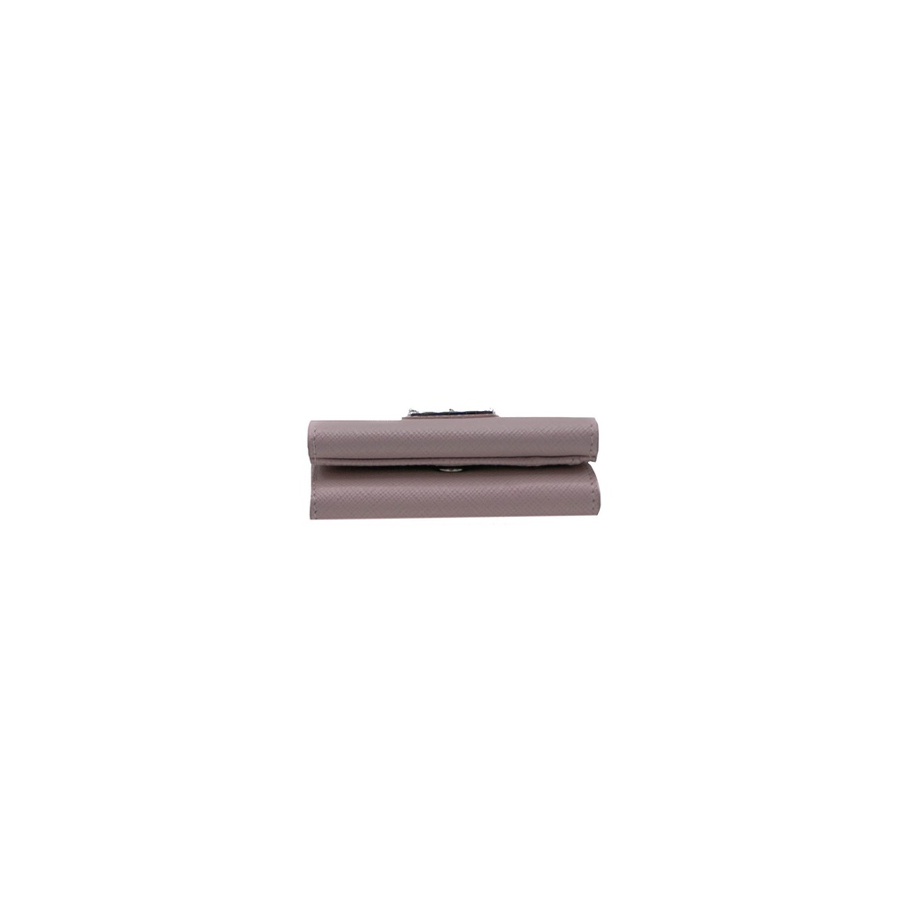 Prada Saffiano Triangle Tri-Fold Wallet Pink