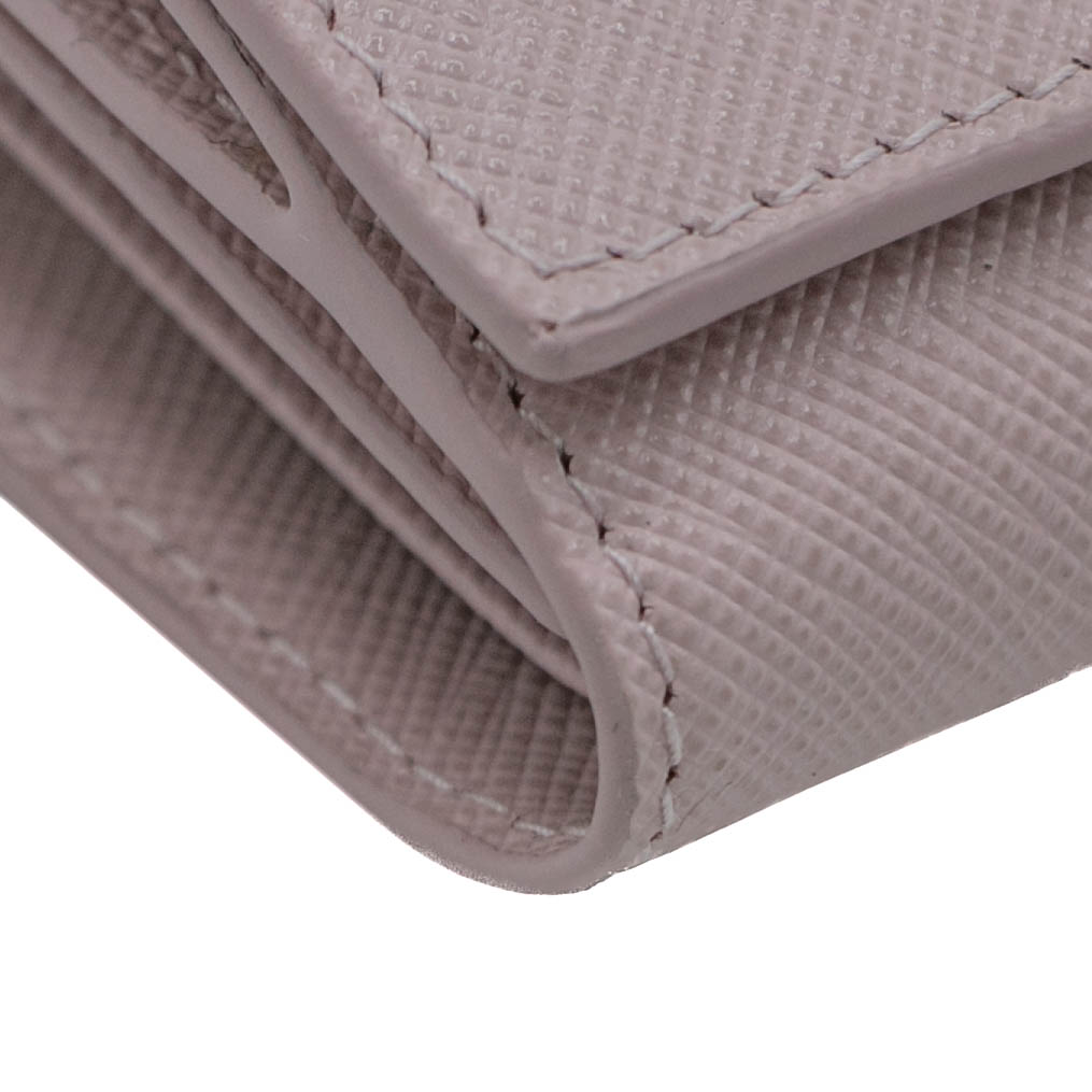 Prada Saffiano Triangle Tri-Fold Wallet Pink